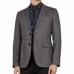 NWT TED BAKER BALROM LINEN HERRINGBONE JACKET Size 4, US Large